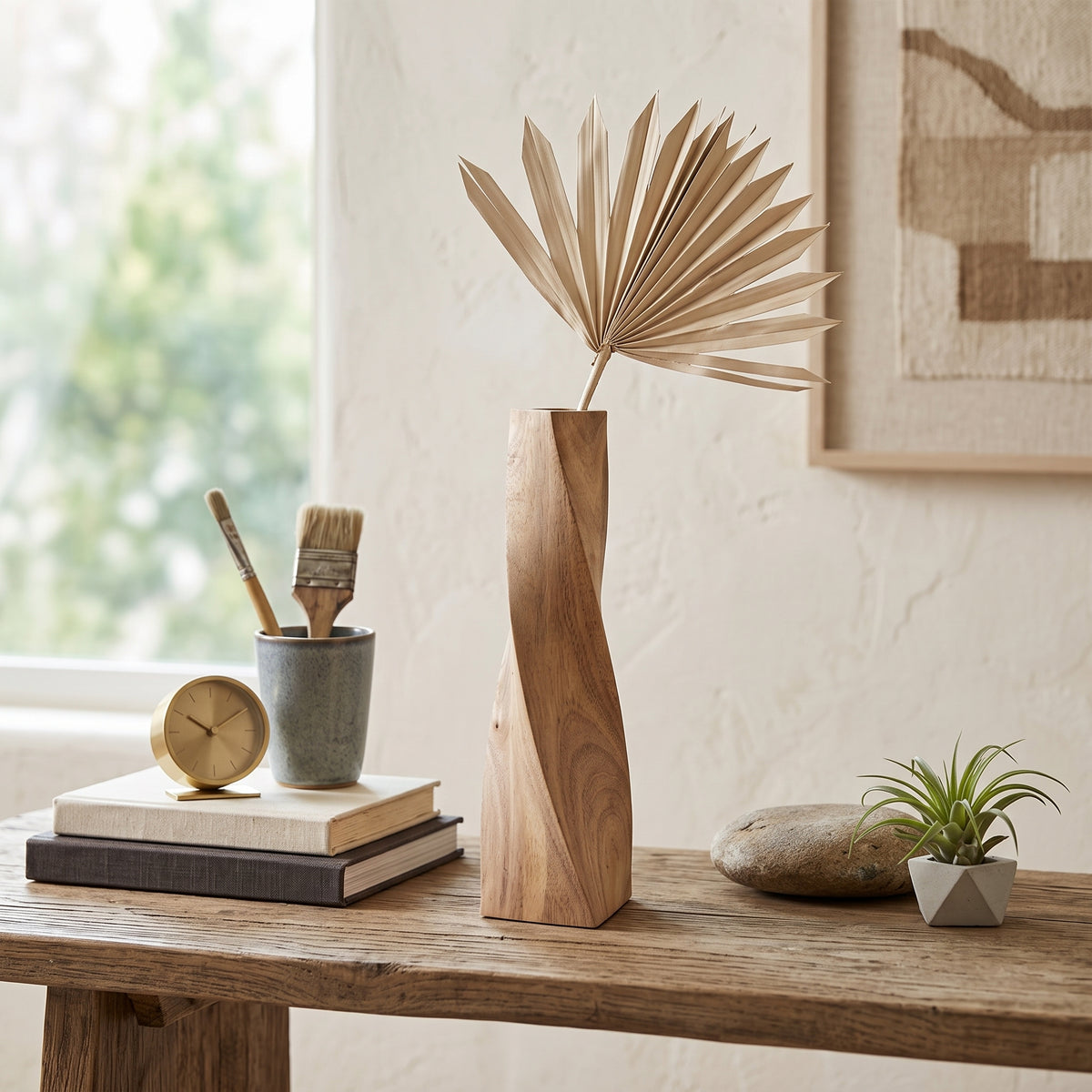 Modern Twisted Wooden Vase