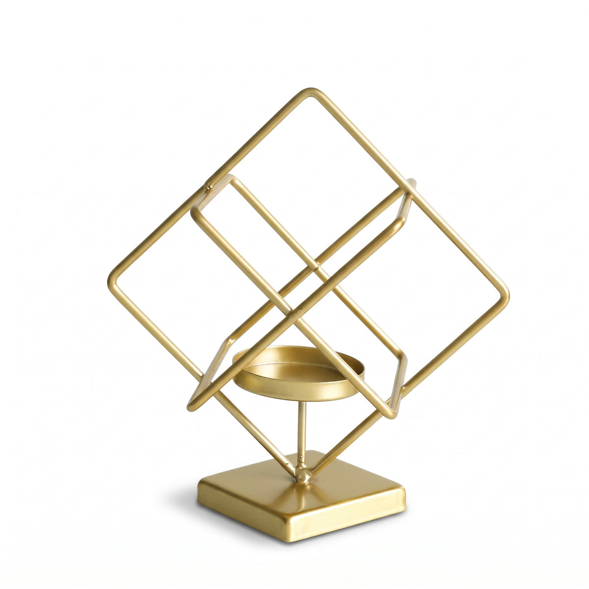 Geometric Cube Gold Candle Holder