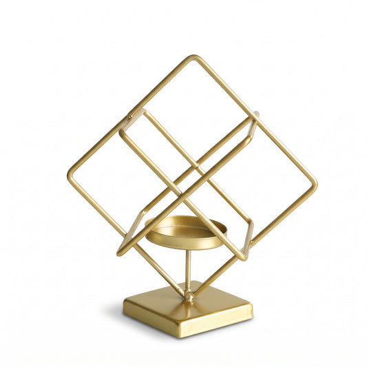 Geometric Cube Gold Candle Holder