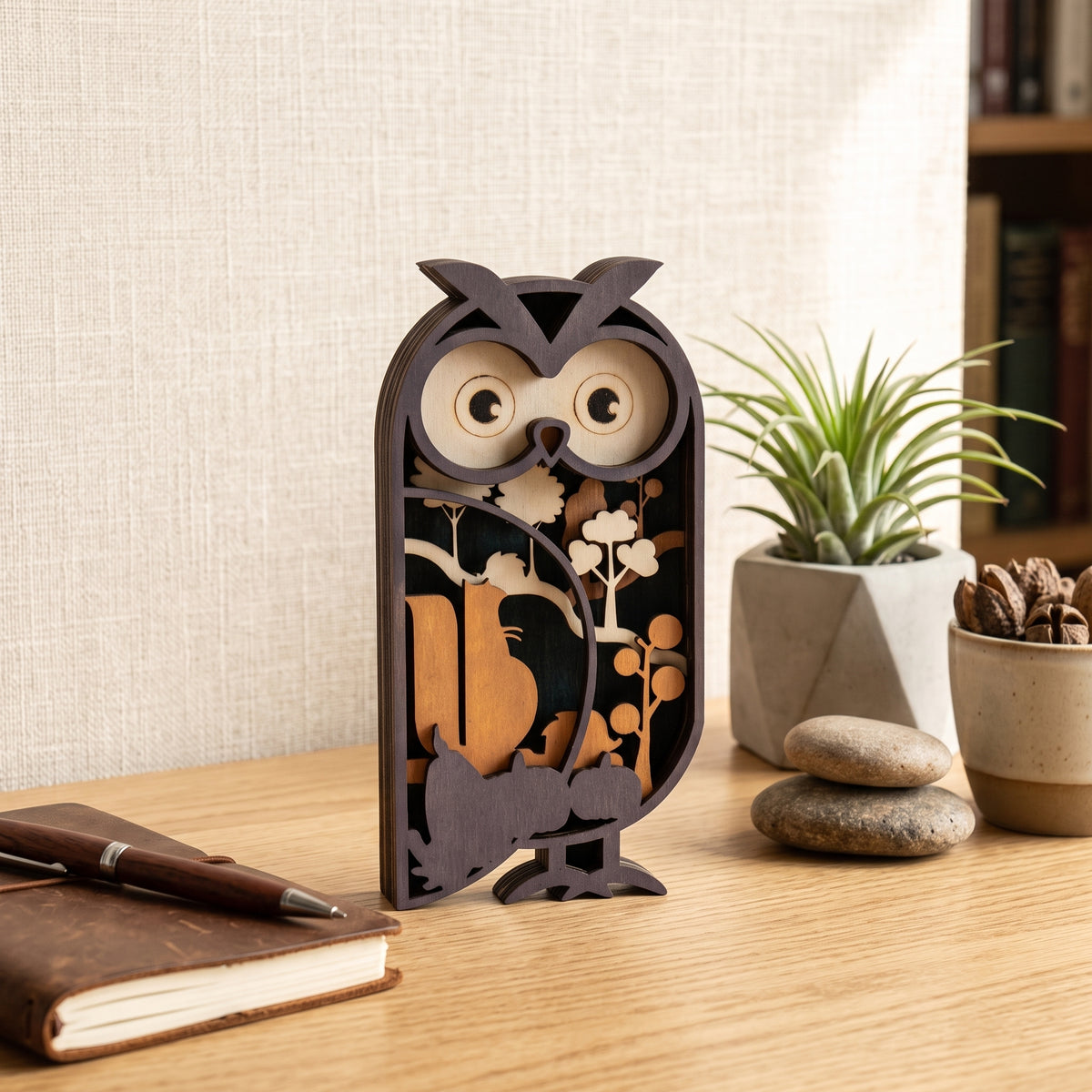 Wooden Owl Tabletop Ornament