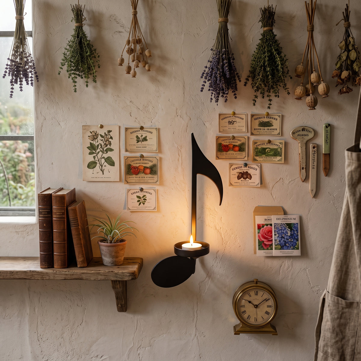 Musical Note Wall Mounted Iron Candle Holder