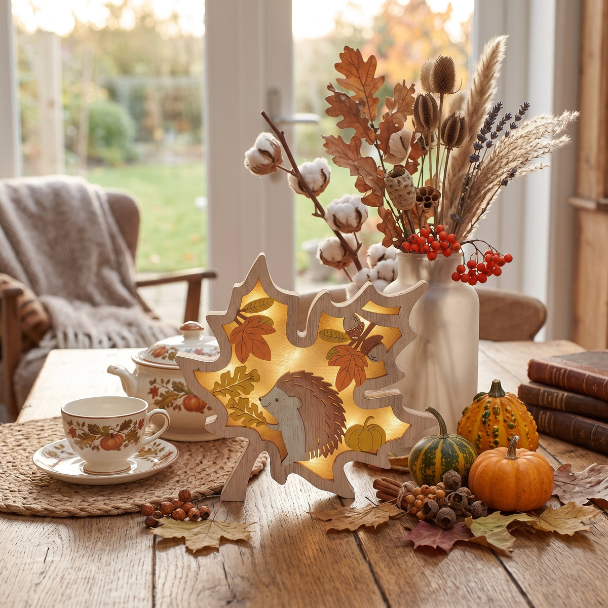 Wooden Maple Leaf Tabletop Ornament