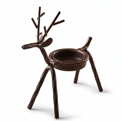Brownish Red Iron Reindeer Candle Holder