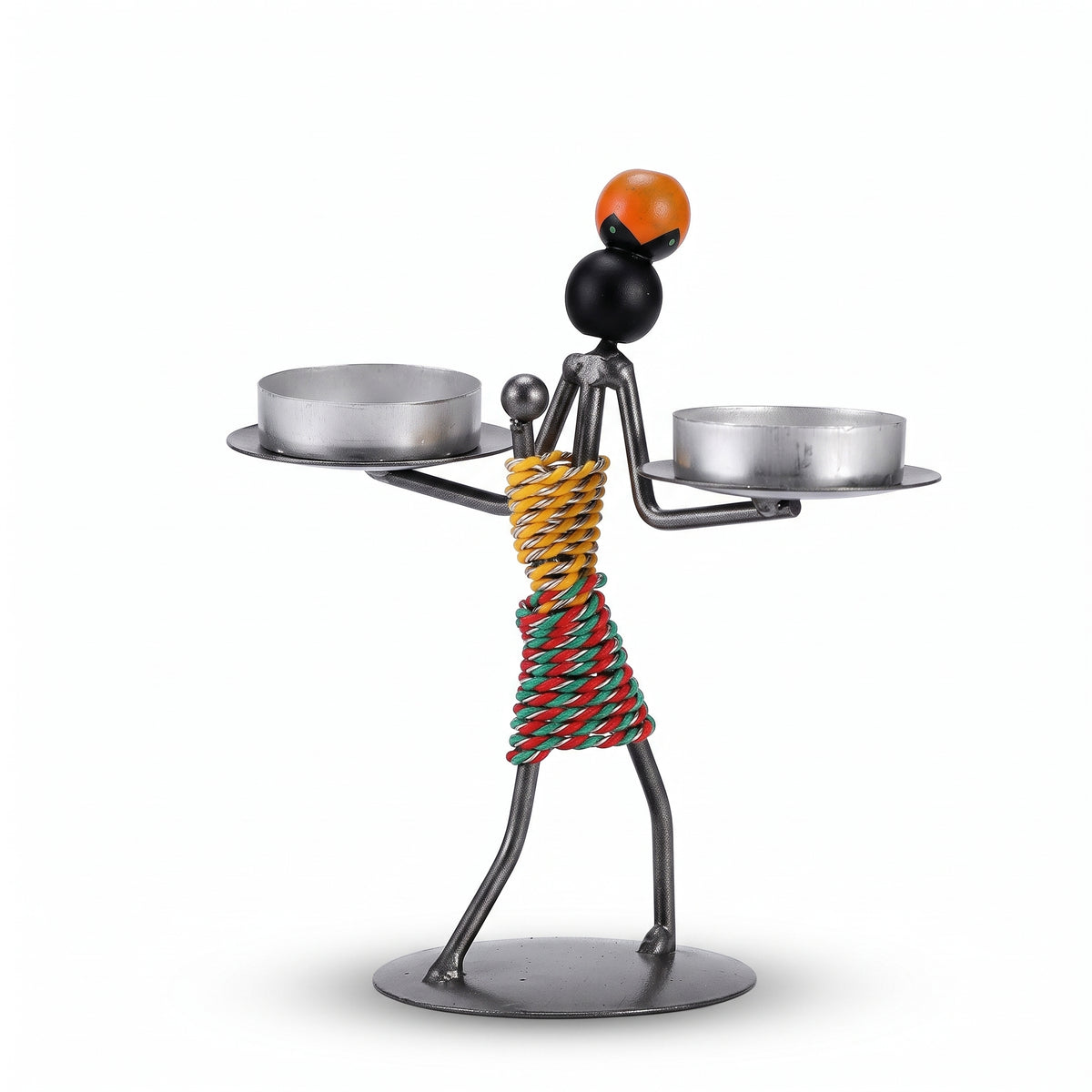 Dual-Head Iron Figure Candle Holder