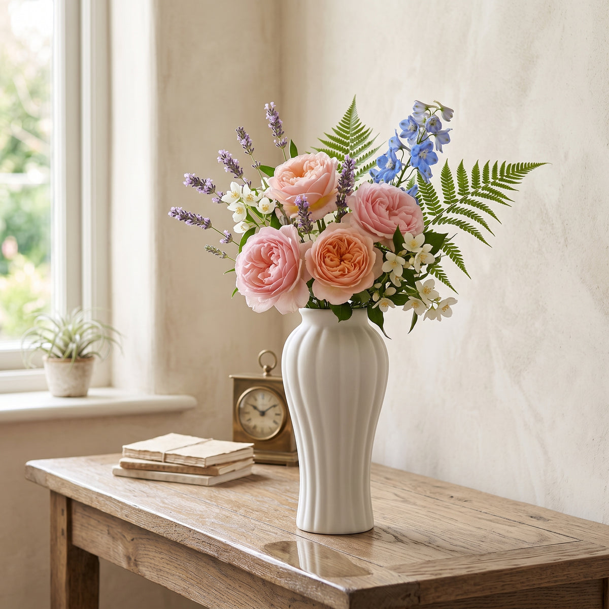 Minimalist White Ceramic Tabletop Vase