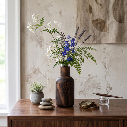 Vintage Carbonized Wooden Tabletop Vase