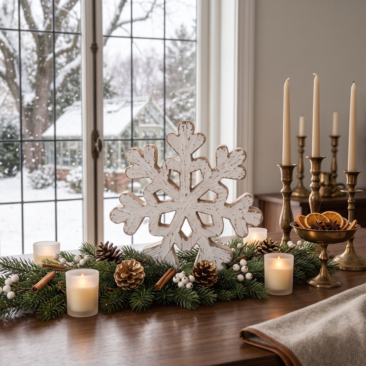 Wooden Snowflake Tabletop Ornament
