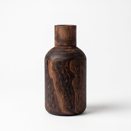 Vintage Carbonized Wooden Tabletop Vase