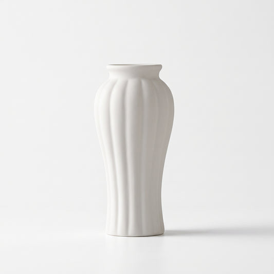 Minimalist White Ceramic Tabletop Vase
